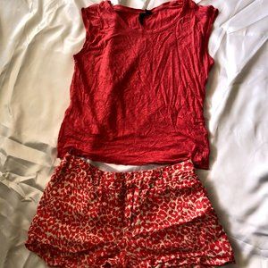 Cynthia Rowley pink/white short set